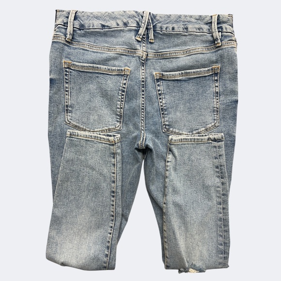 Good American Maternity Jean 8 Blue Distressed Stretch Skinny Denim Elastic Side - Picture 4 of 11